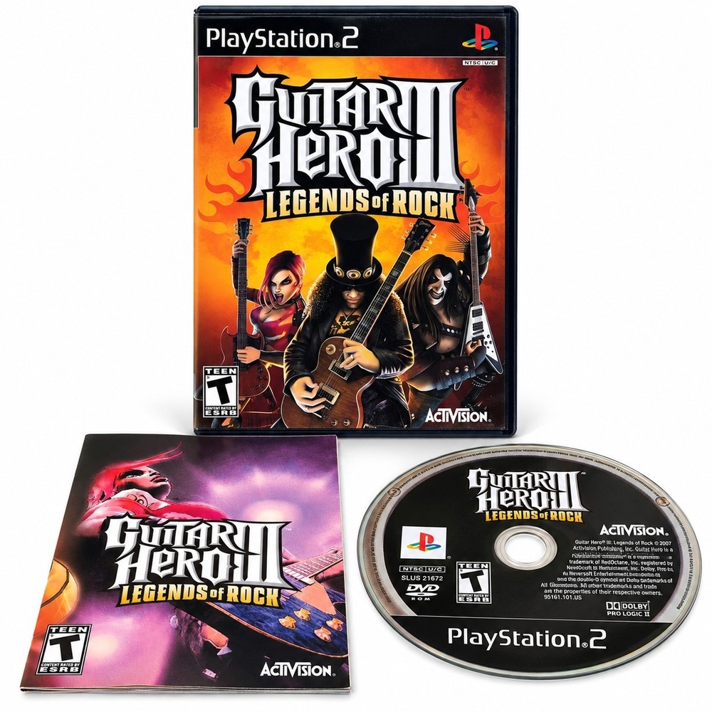 Guitar Hero III Legends of Rock PS2 PlayStation 2 CIB Disc Manual Case TESTED